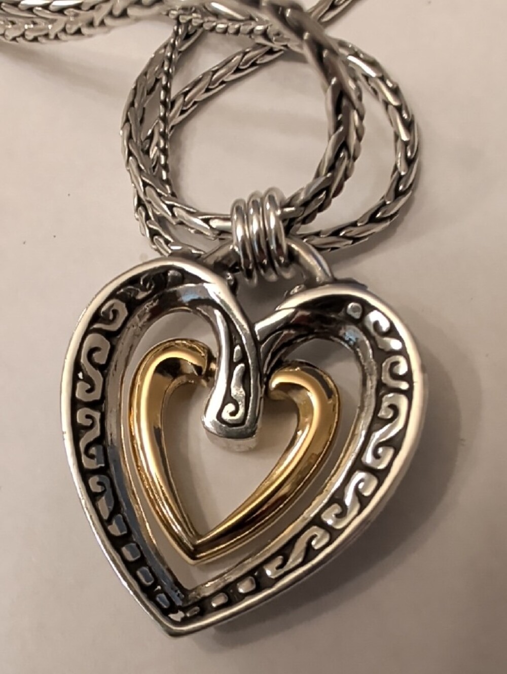 Brighton Two-Tone Heart Pendant Necklace - Gold & Silver - Picture 4 of 8
